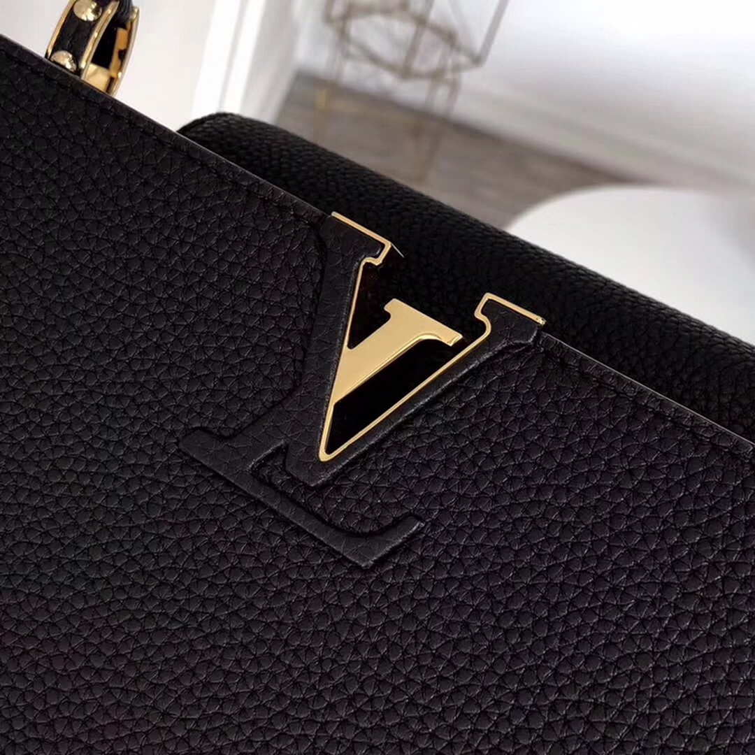 LV M48864 Louis Vuitton MM Capucines Leather Bag M42259 Black