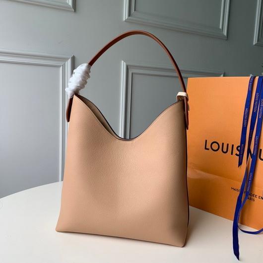 LV M44330 Louis Vuitton Lockme Hobo Soft calfskin M52776 Bag Apricot