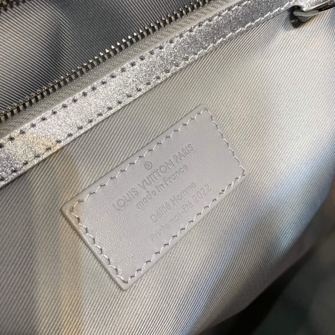 LV N58041 Louis Vuitton Keepall 50B Bandouli��re Bag Silver