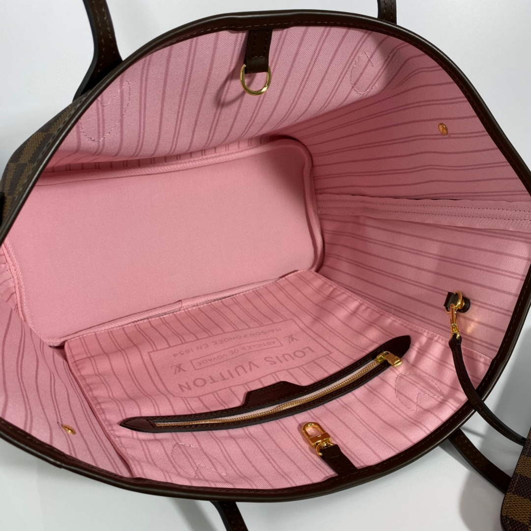 Louis Vuitton LV N41603 Neverfull MM Damier Ebene Rose Ballerine Pink