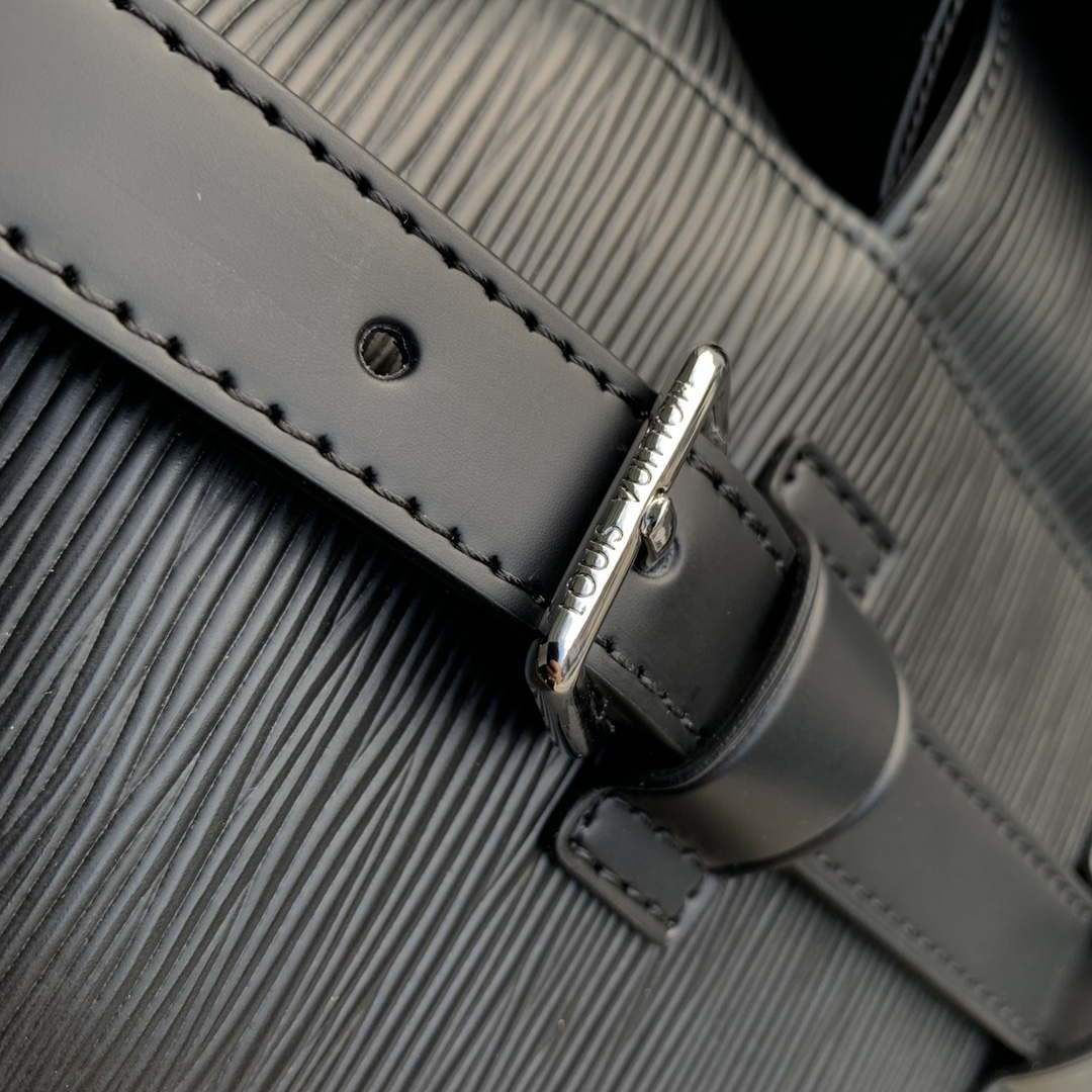LV M41079 Louis Vuitton Christopher MM Epi Black With Yellow Logo