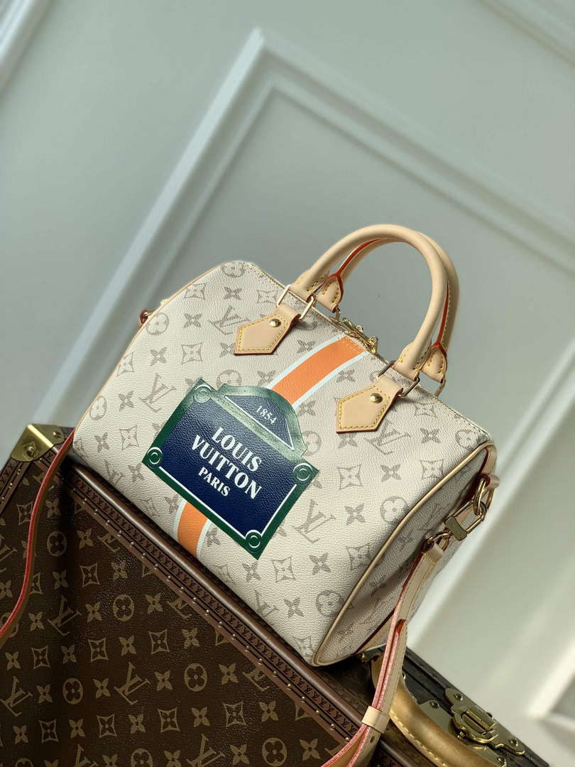 LV M46749 Louis Vuitton Speedy Bandouli��re 25 Handbag Beige/Ocher