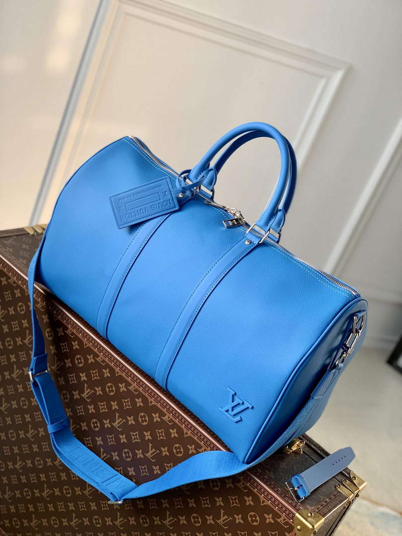 LV M22609 Louis Vuitton Keepall Bandouli��re 50 Bag Blue