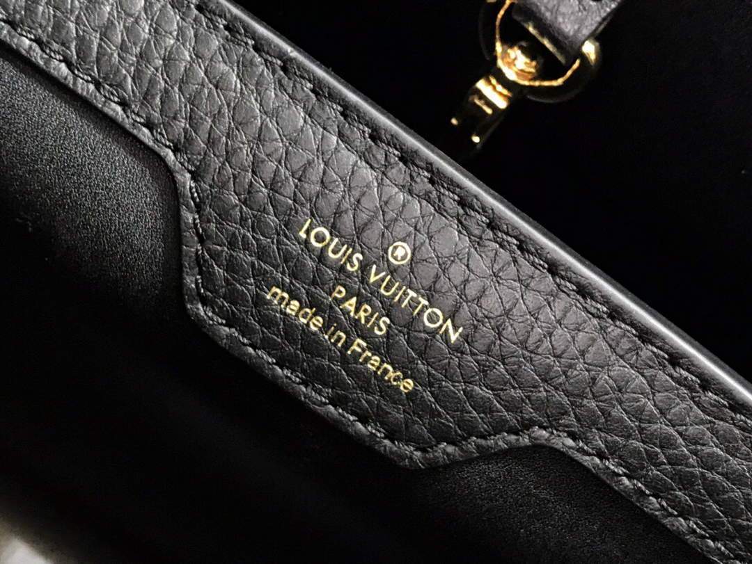 LV M57523 Louis Vuitton Capucines MM Handbag Black Blue