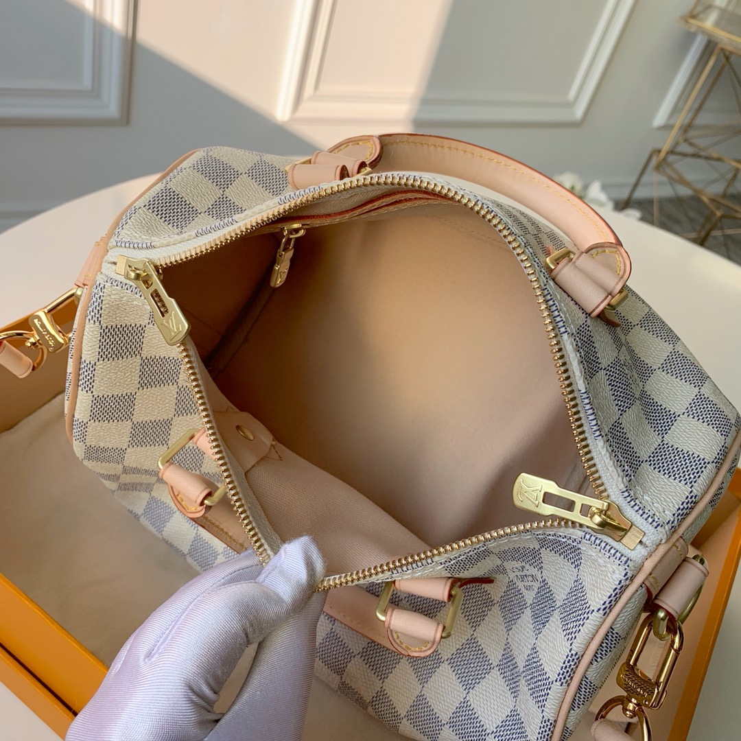 Louis Vuitton N41370 LV Speedy 30 Bag Damier Azur Canvas With strap