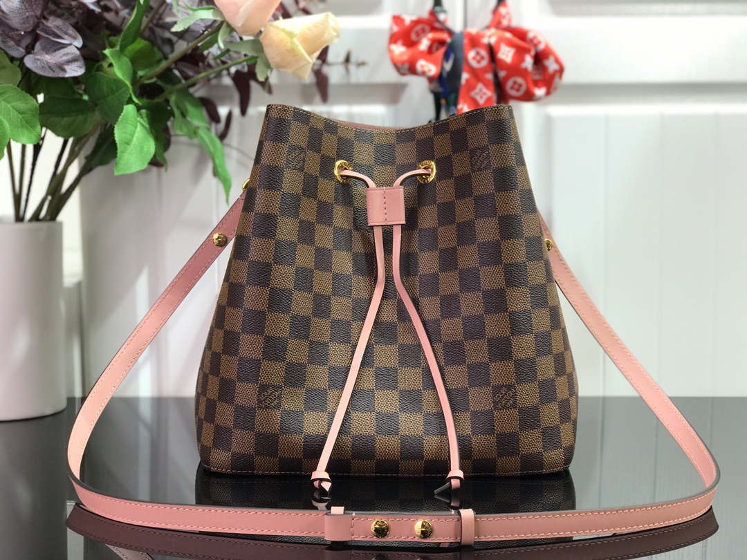 LV N40198 Louis Vuitton NONO MM Bag Damier Ebene Venus Pink