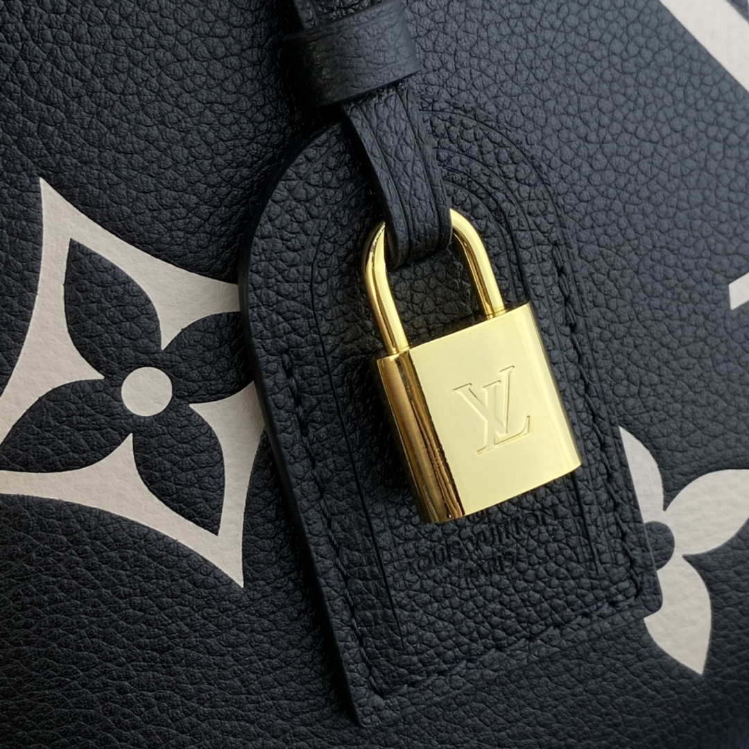 Louis Vuitton LV M58913 Petit Palais Bicolor Monogram empreinte leather Beige and Black