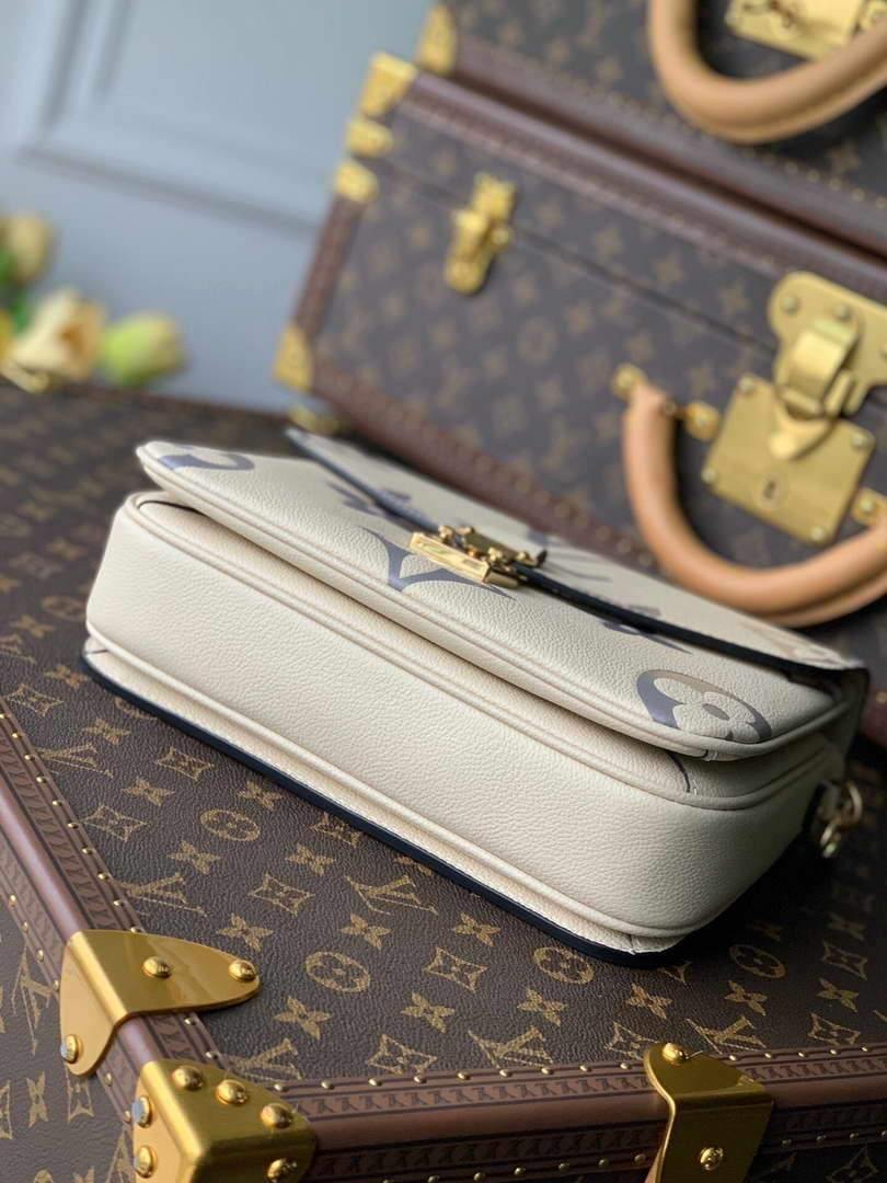 LV M45596 Louis Vuitton Pochette Metis Bicolor Monogram Empreinte Leather Cream
