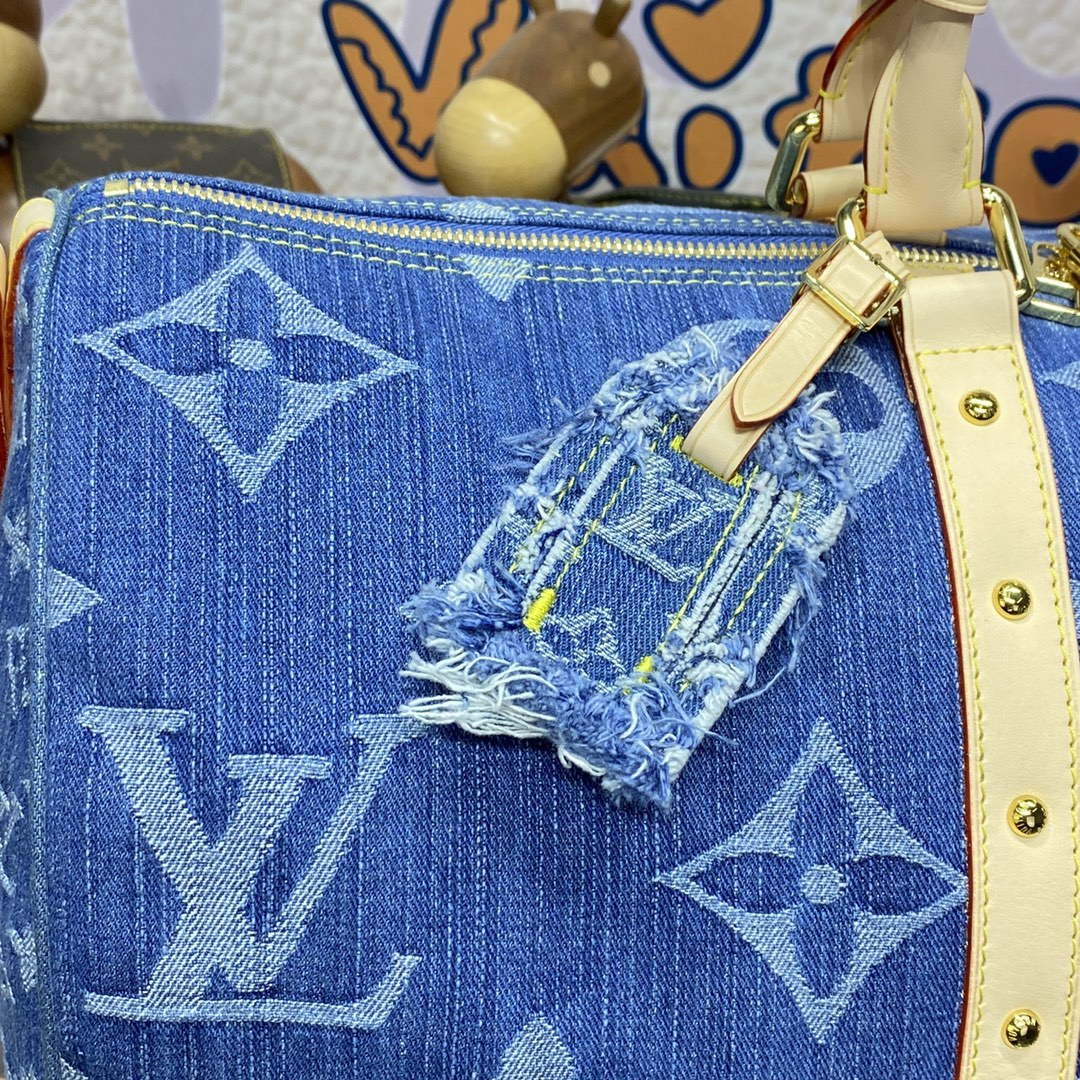 LV M24315 Louis Vuitton Keepall Bandouli��re 45 Bag Blue