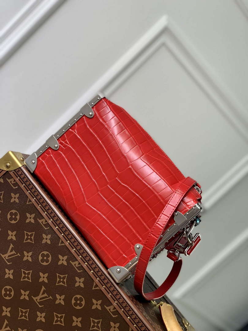 LV M21741 Louis Vuitton Side Trunk PM Bag Red Crocodile pattern