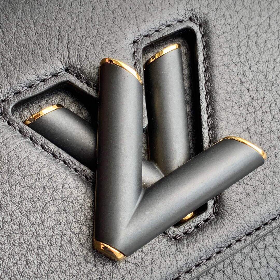 LV M58688 Louis Vuitton Twist MM Leathers Handbag Black