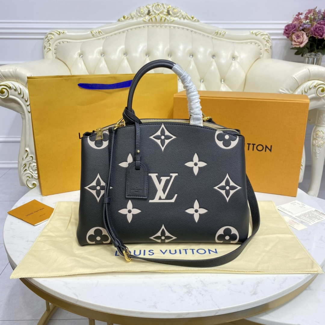 Louis Vuitton LV M45842 Grand Palais bicolor Monogram empreinte leather Black Beige