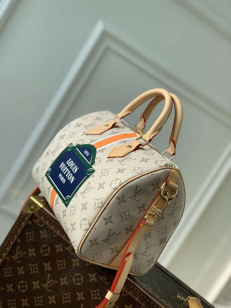LV M46749 Louis Vuitton Speedy Bandouli��re 25 Handbag Beige/Ocher