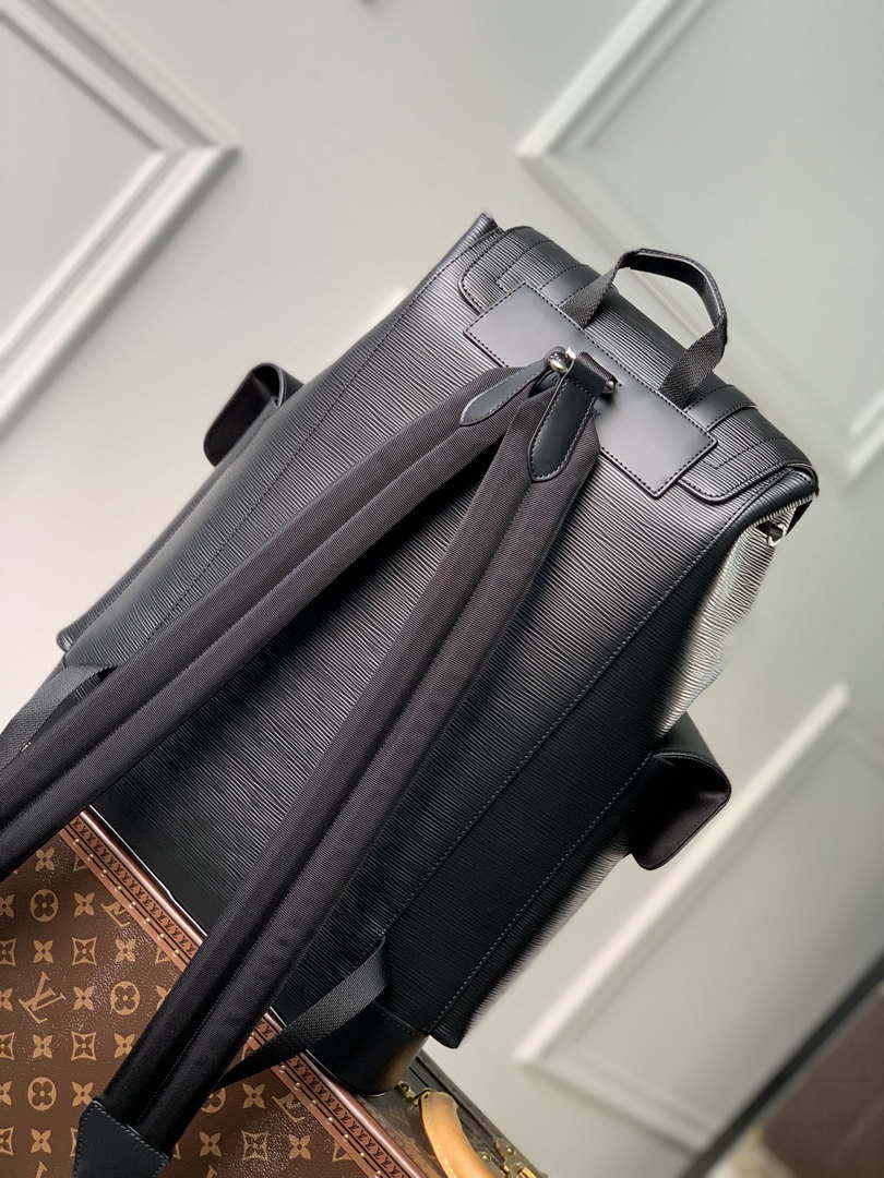 LV M41079 Louis Vuitton Christopher MM Epi Black With Yellow Logo