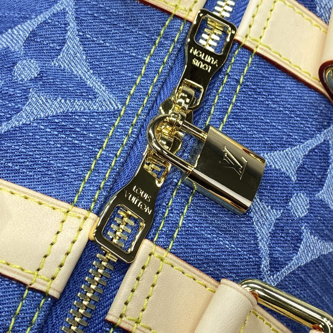LV M24315 Louis Vuitton Keepall Bandouli��re 45 Bag Blue