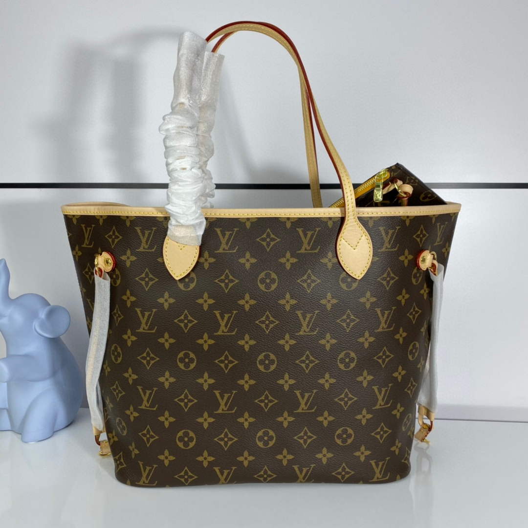 Louis Vuitton LV M40997 Neverfull MM Monogram Canvas Cerise Yellow