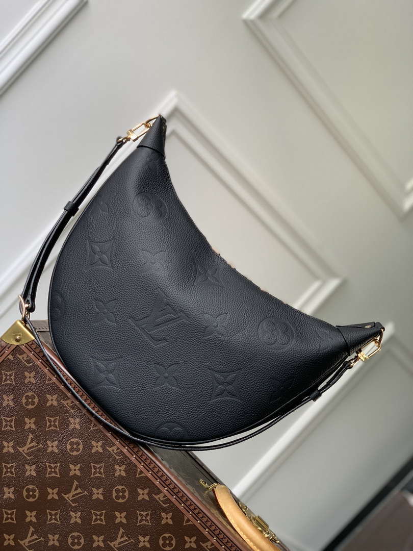 Louis Vuitton LV M46725 Loop Hobo Bag Monogram Empreinte Black