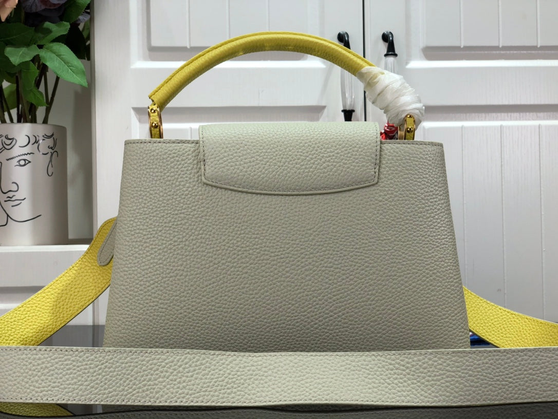 LV M48865 Louis Vuitton Capucines Mini BB Handbag M59468 Snow White and Cedrat