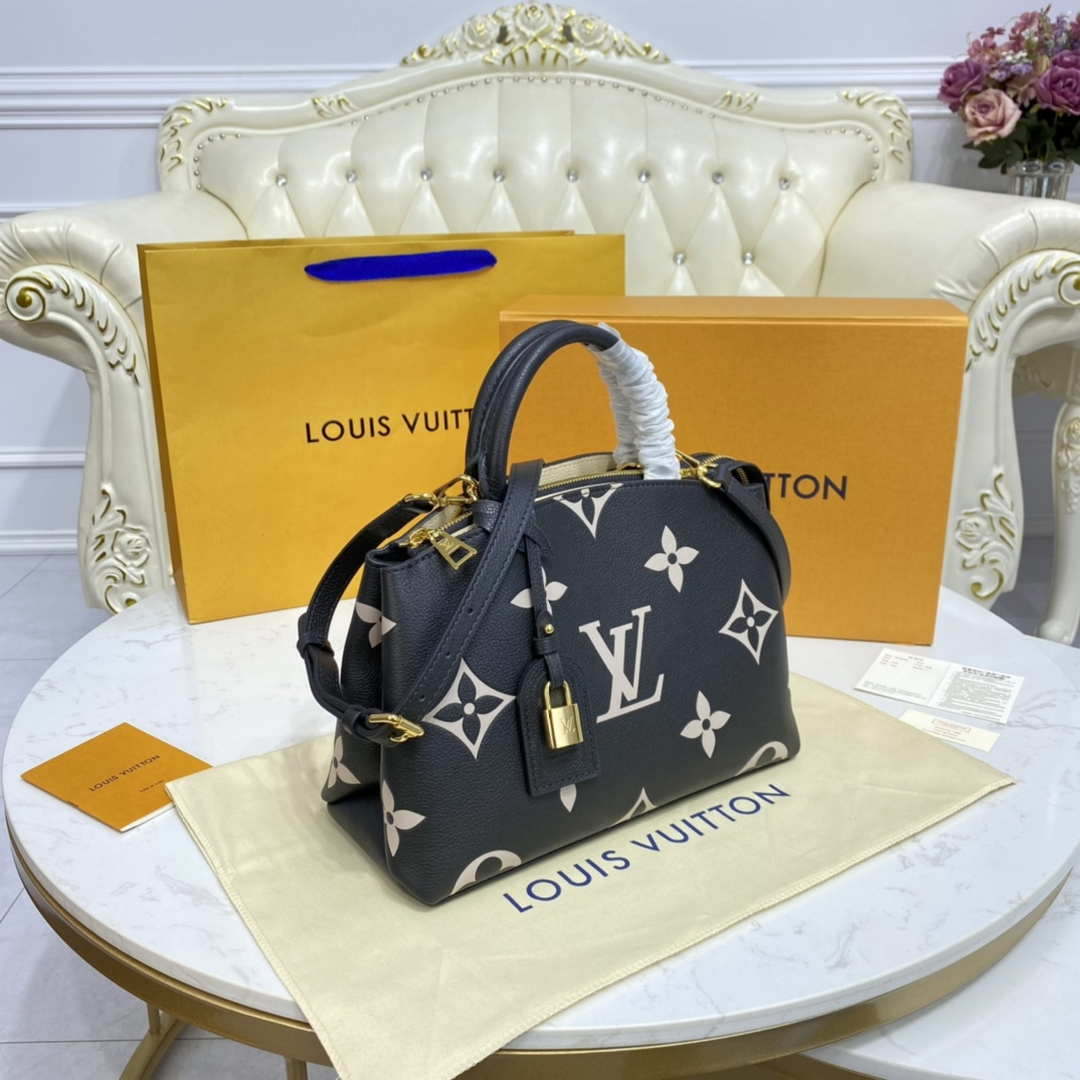 Louis Vuitton LV M58913 Petit Palais Bicolor Monogram empreinte leather Beige and Black