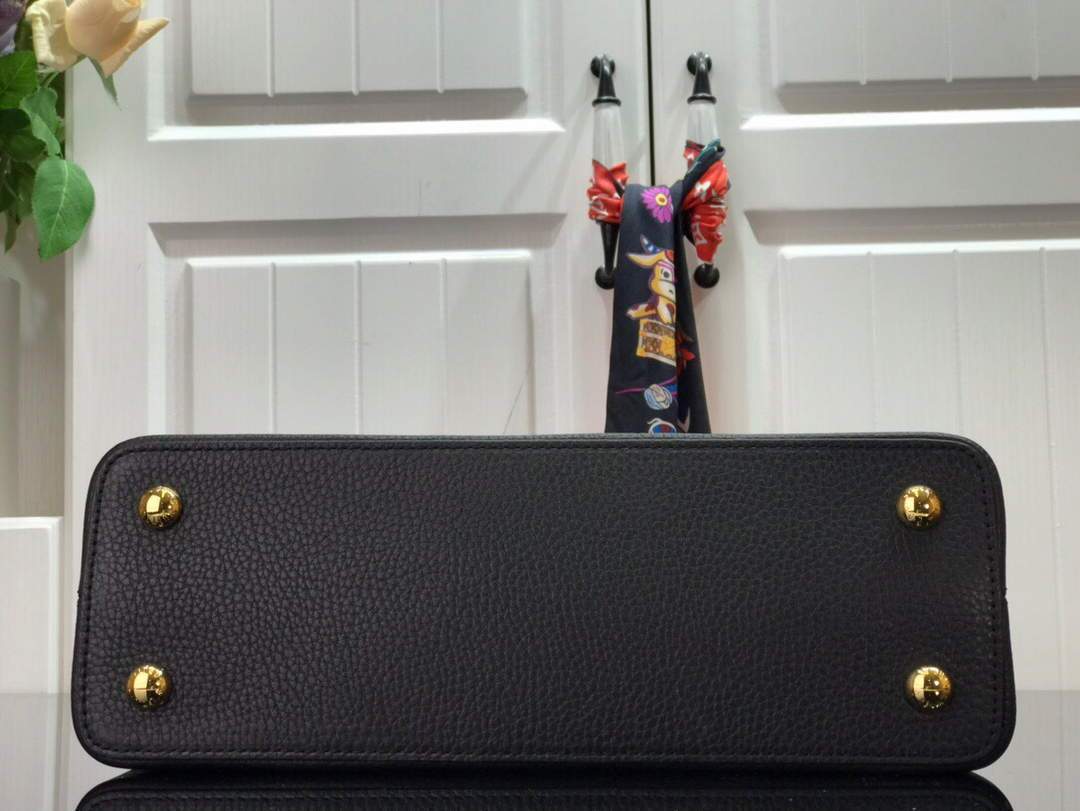 LV M57523 Louis Vuitton Capucines MM Handbag Black Blue