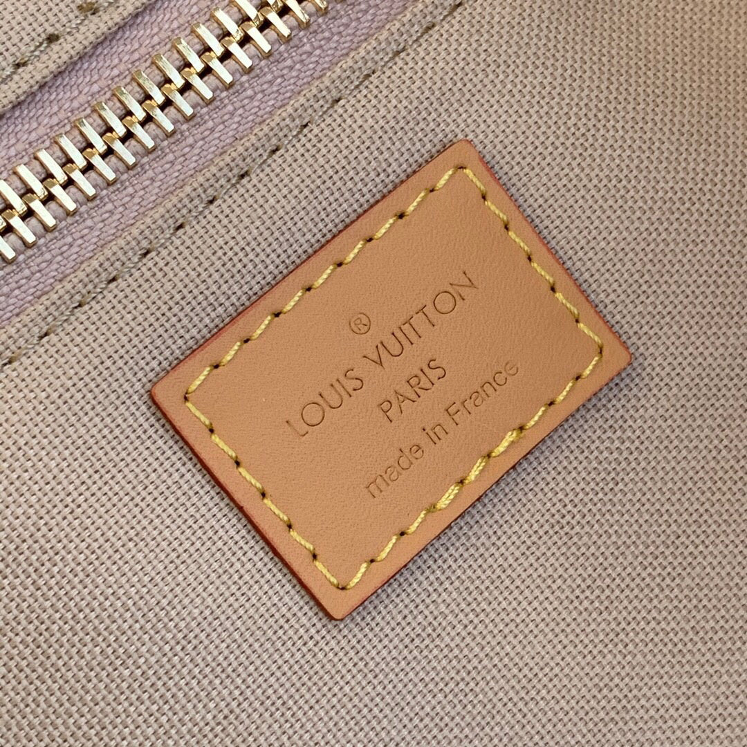 LV N41375 Louis Vuitton Two Tone Plaid Azur Printed Cabas MM Tote Bag