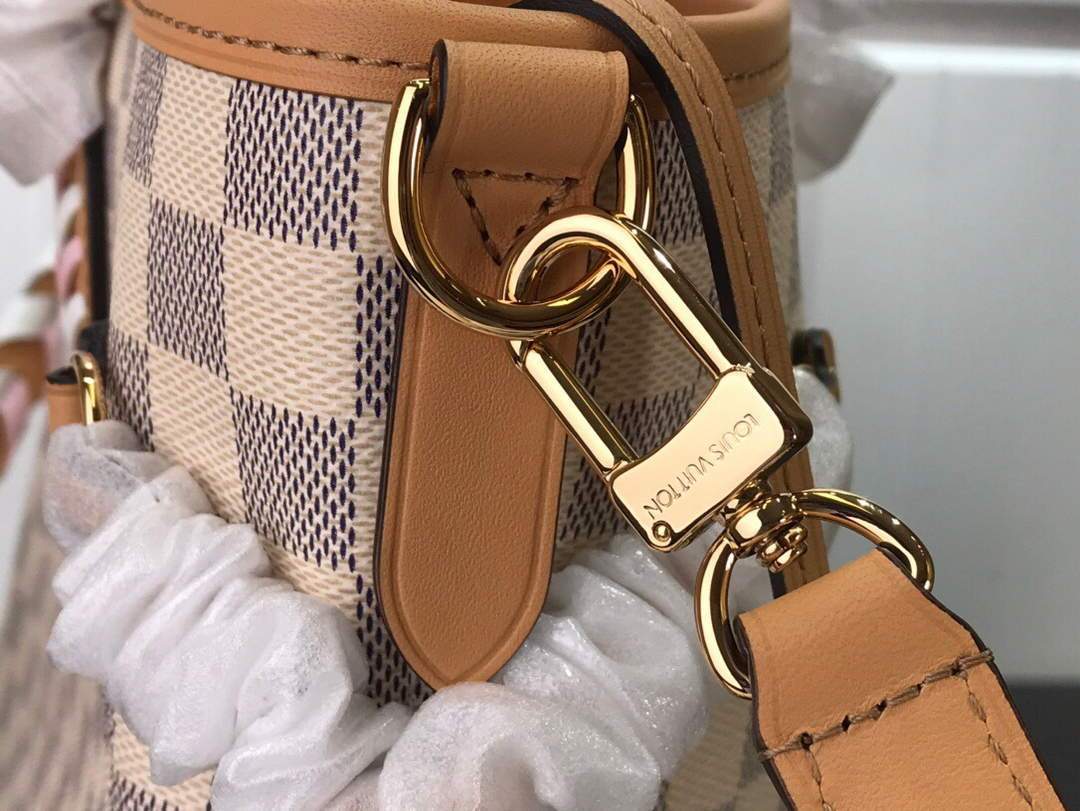 LV N50047 Louis Vuitton Neverfull MM Damier Azur Canvas Bag Pink