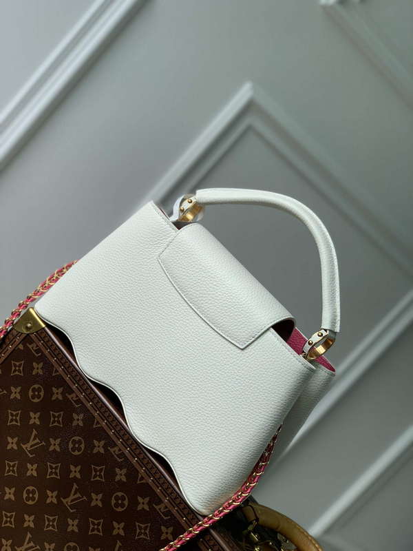 LV M22121 Louis Vuitton Capucines MM Handbag Snow White