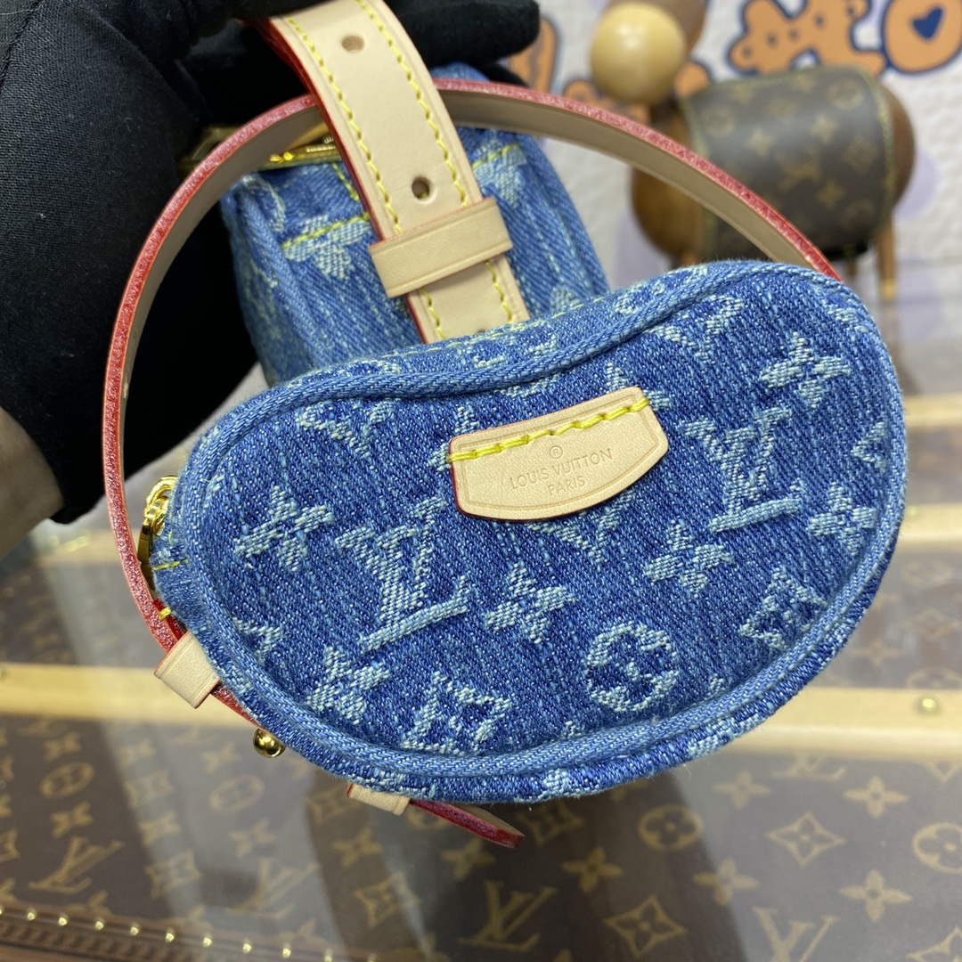 LV M46856 Louis Vuitton Croissant MM Handbag Monogram Denim