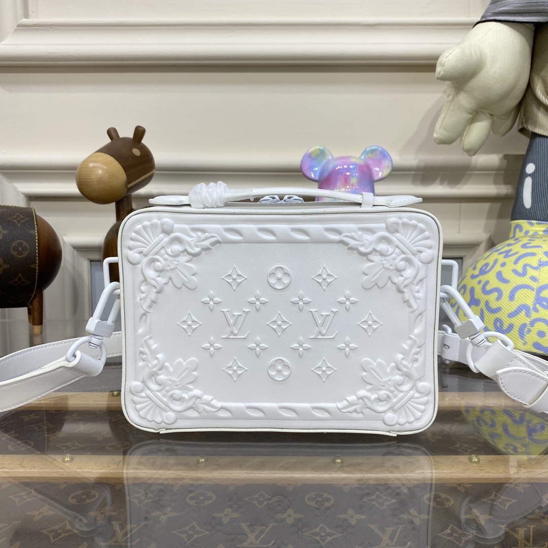 LV M21833 Louis Vuitton Handle Soft Trunk Bag Optic White