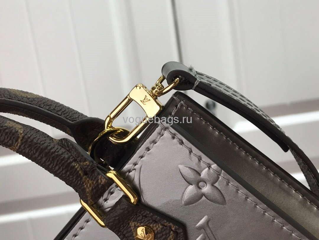 LV M90564 Louis Vuitton Petit Sac Plat Monogram Vernis M69442 Bag Silver