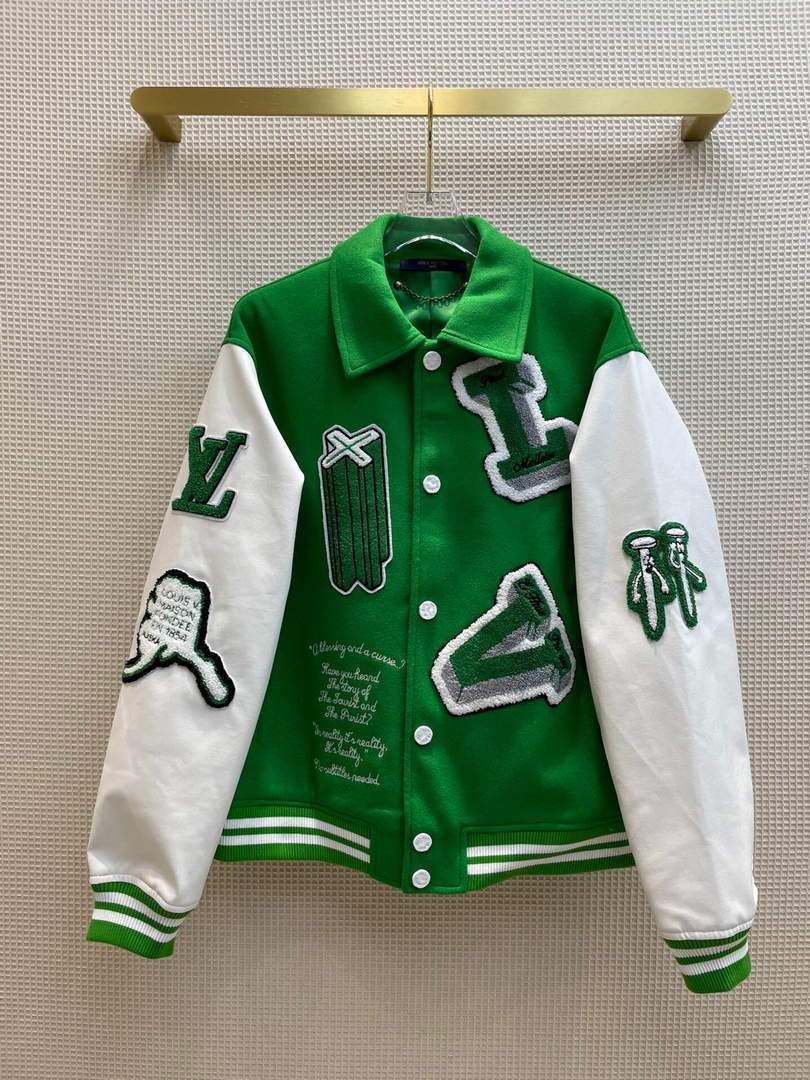 LV Women s Clothing Designer Louis Vuitton Alphabet Baseball Jacket 88010