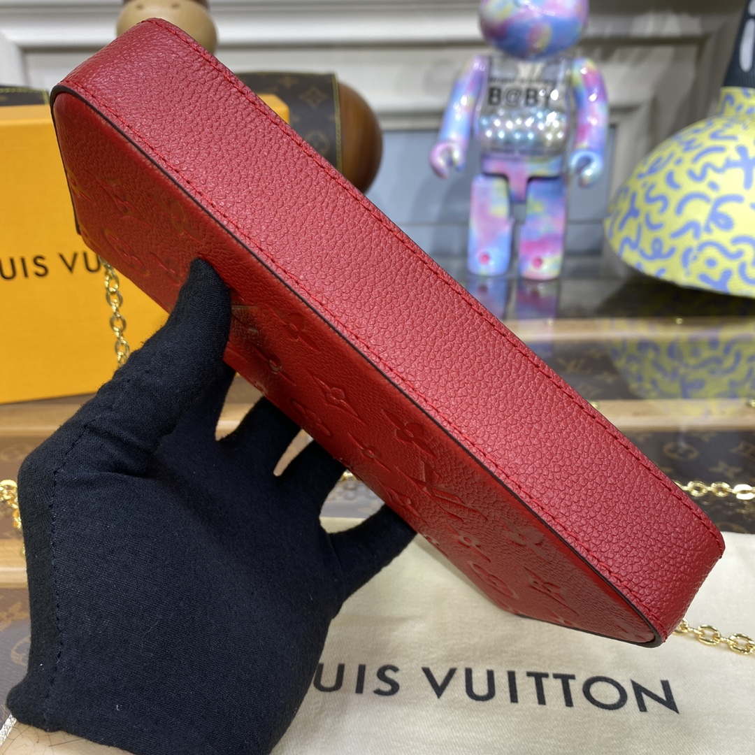 LV M82607 Louis Vuitton Felicie Pochette Monogram Empreinte Bag Red