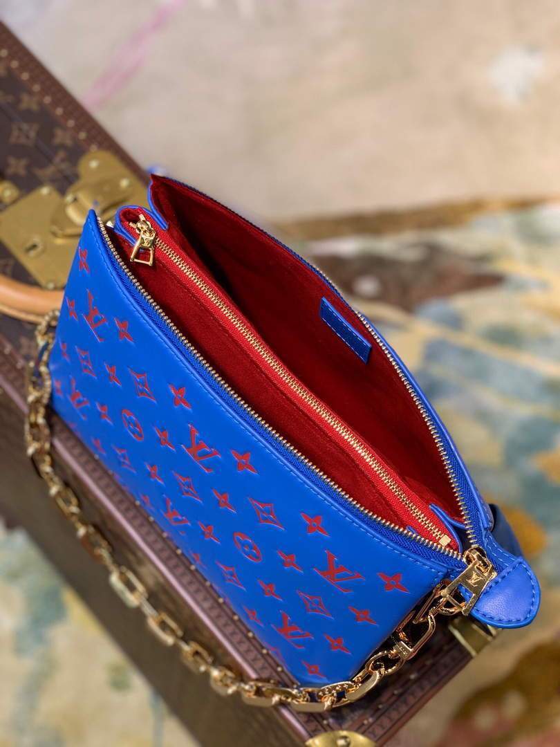 LV M58626 Louis Vuitton Coussin PM Blue/Red Lambskin Bag