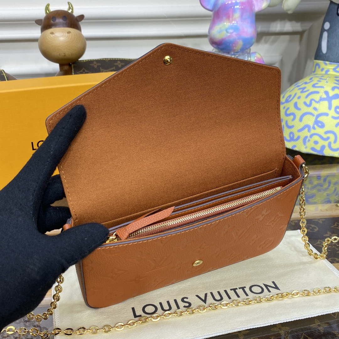 LV M82363 Louis Vuitton Felicie Pochette Monogram Empreinte Bag Brown