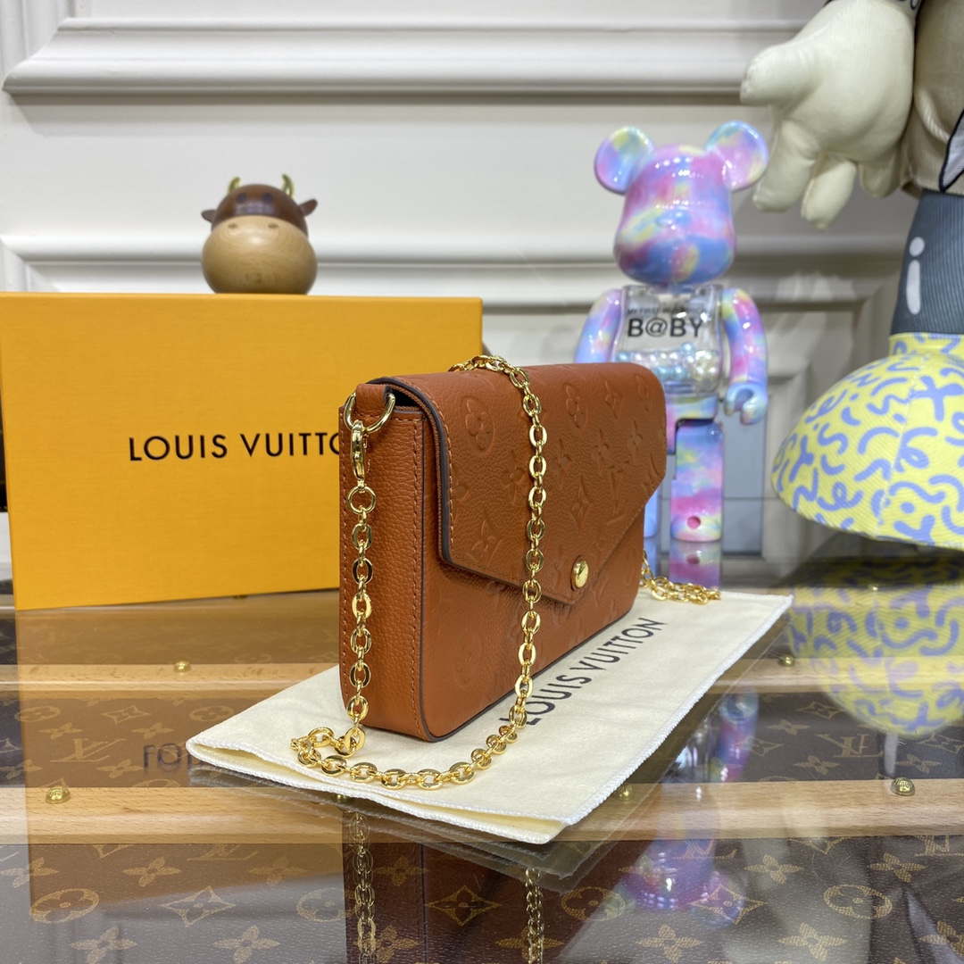 LV M82363 Louis Vuitton Felicie Pochette Monogram Empreinte Bag Brown