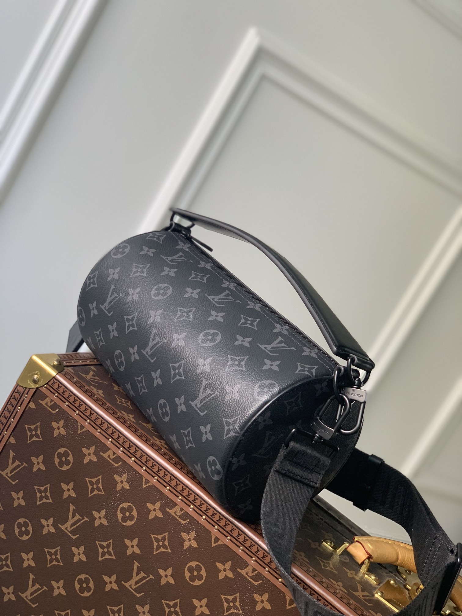 LV M46796 Louis Vuitton Soft Polochon PM Monogram Eclipse