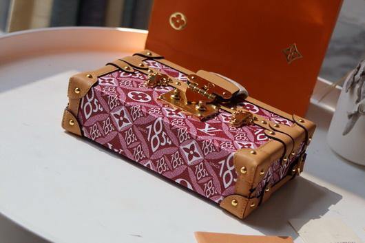 LV M40273 Louis Vuitton Petite Malle Bag Mini Monogram Jacquard Red