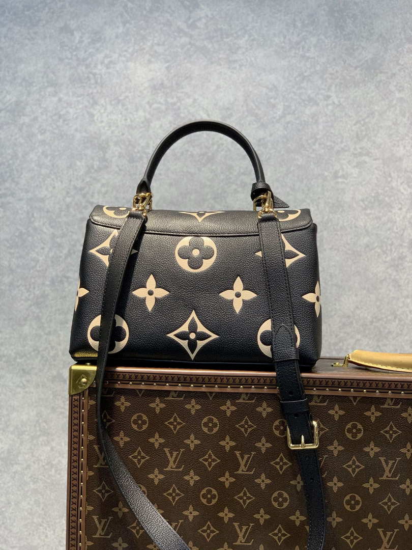 LV M45978 Louis Vuitton Madeleine MM Bicolor Monogram Empreinte Leather Black