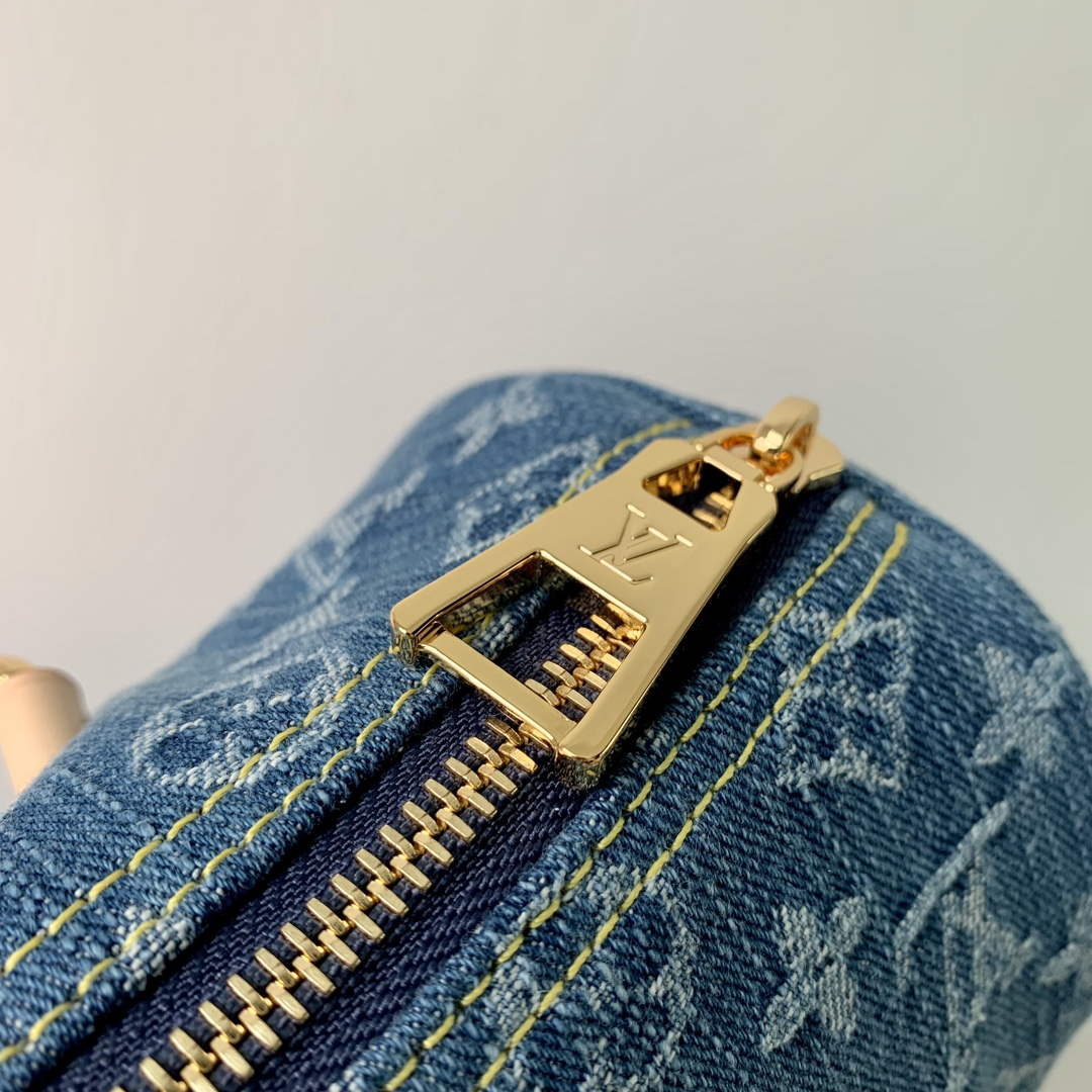 LV M46830 Louis Vuitton Papillon Handbag Denim Blue