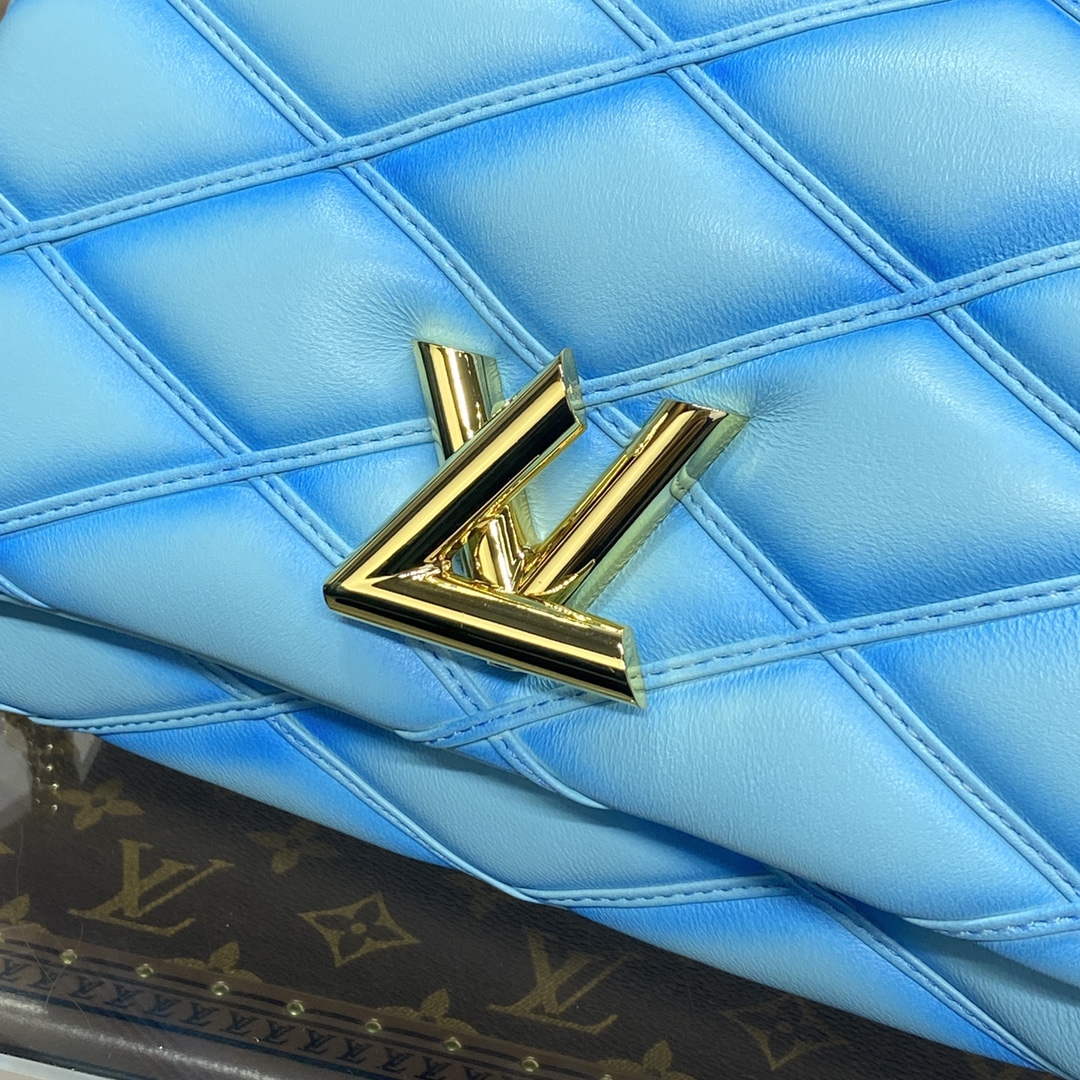 LV M24185 Louis Vuitton GO-14 MM Bag Lagoon Turquoise Blue