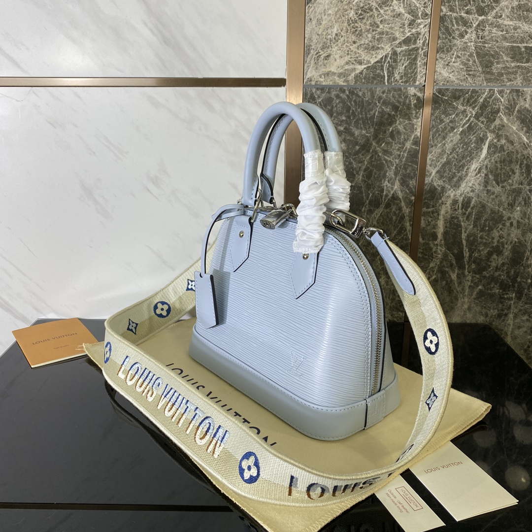 LV M59345 Louis Vuitton Alma BB Epi Handbag Sky Blue