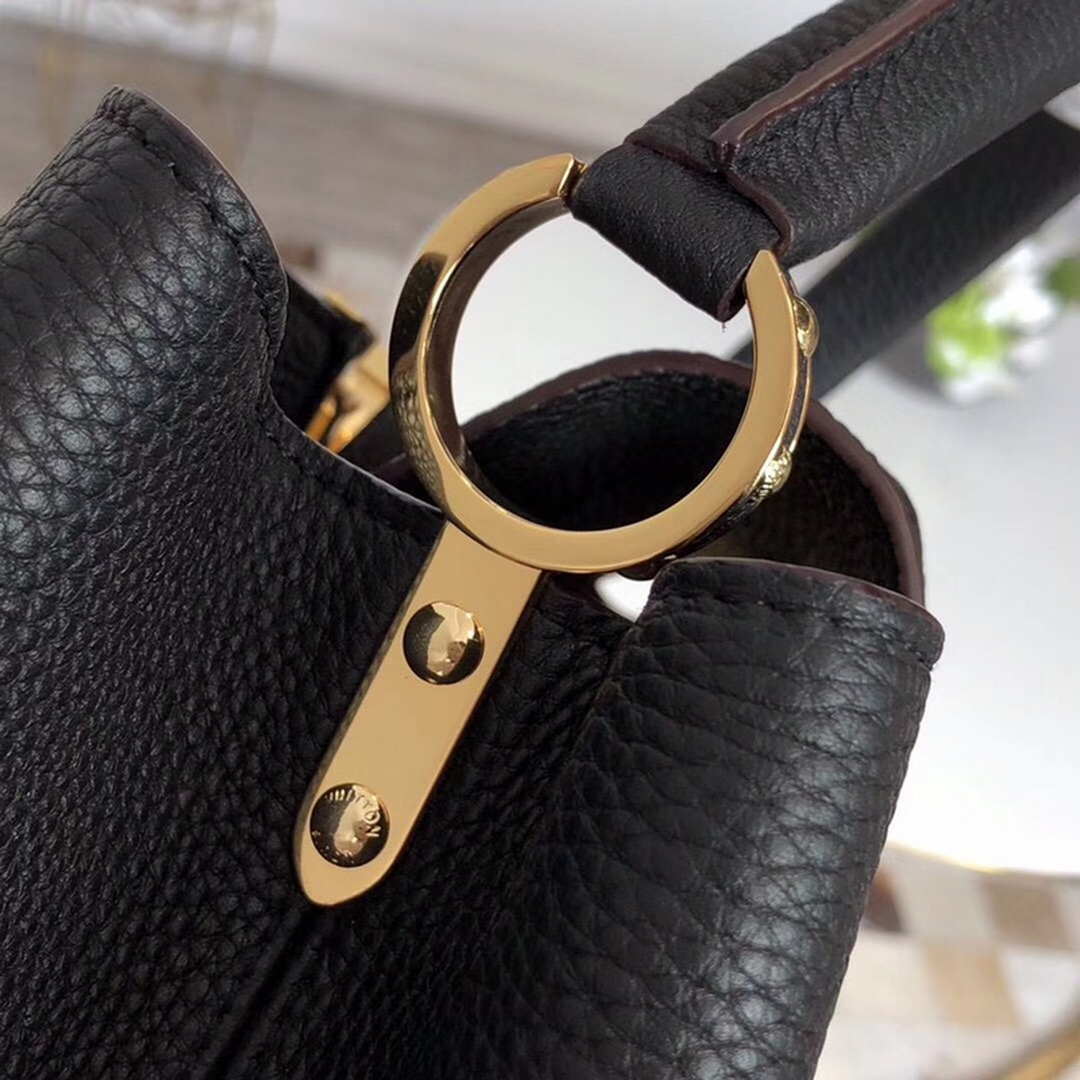 LV M48864 Louis Vuitton MM Capucines Leather Bag M42259 Black