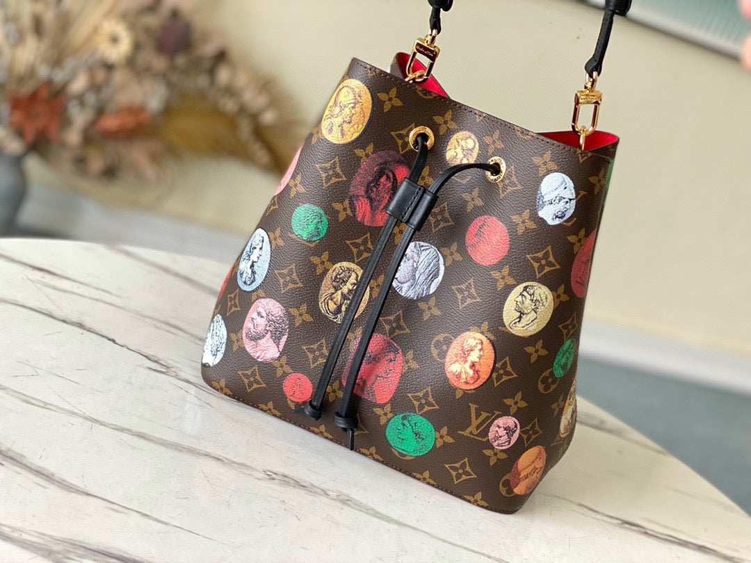 LV M45956 Louis Vuitton NONO MM Bag Monogram Cameo printed canvas