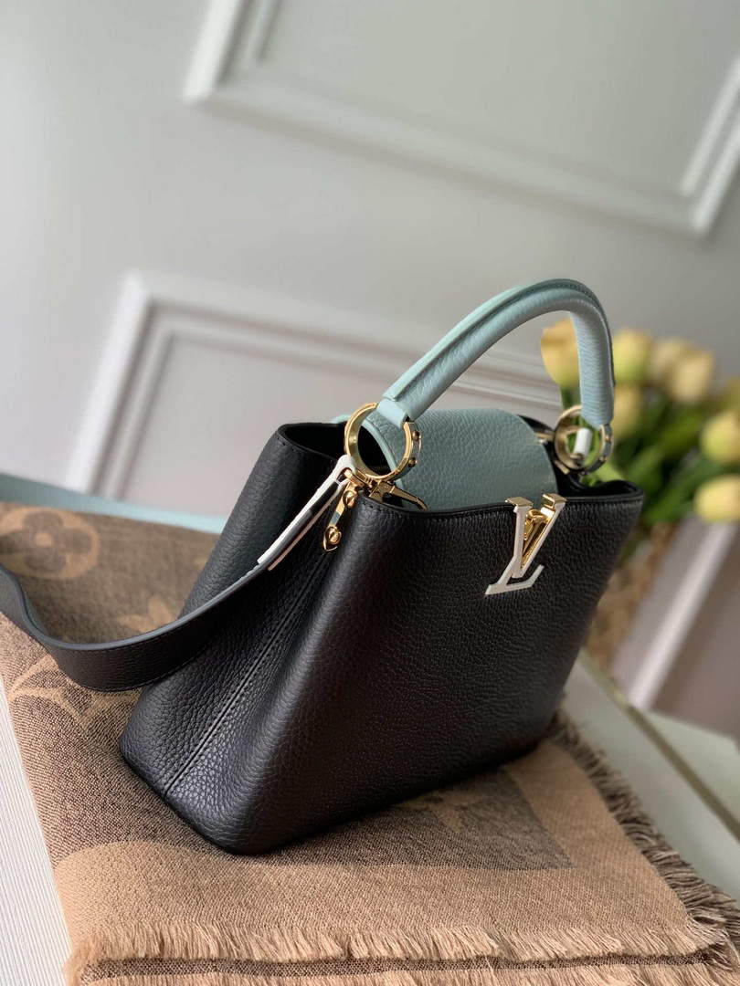 LV M57523 Louis Vuitton Capucines BB Handbag Black and Blue