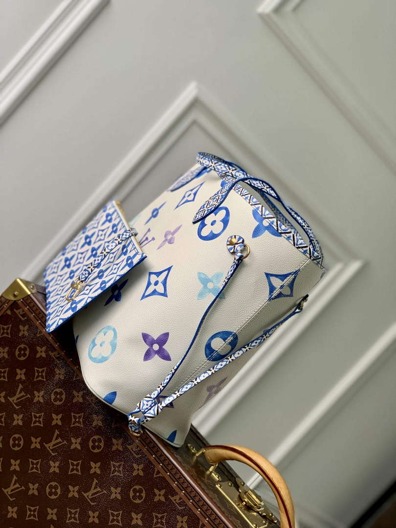 LV M22979 Louis Vuitton Neverfull MM Tote Bag Blue