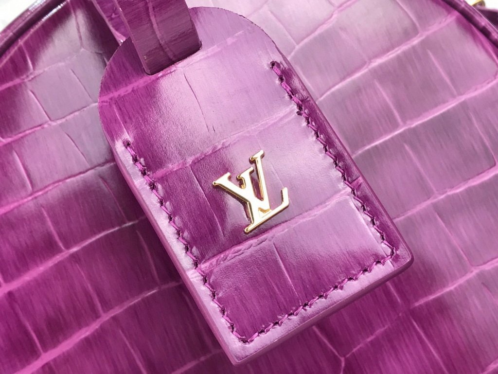 LV N95555 Louis Vuitton Petite Boite Chapeau Crocodilien Brillant N95054 Bag Purple