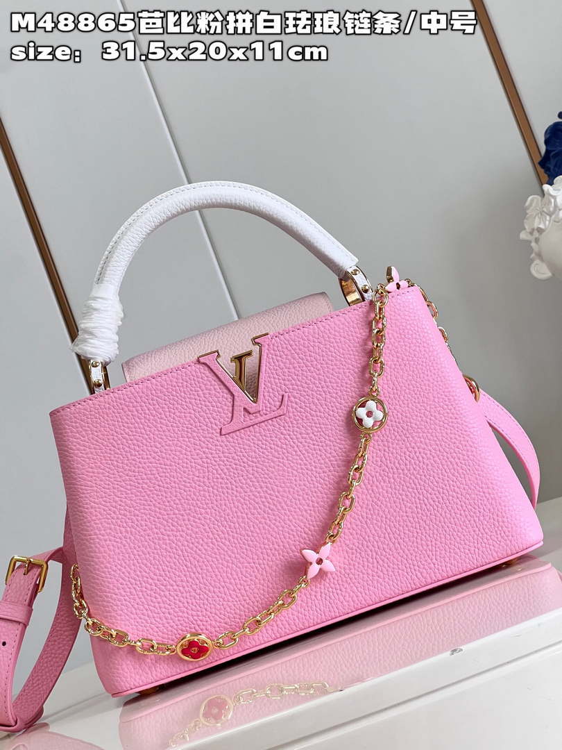 LV M22375 Louis Vuitton Capucines MM Rose Chamallow Pink