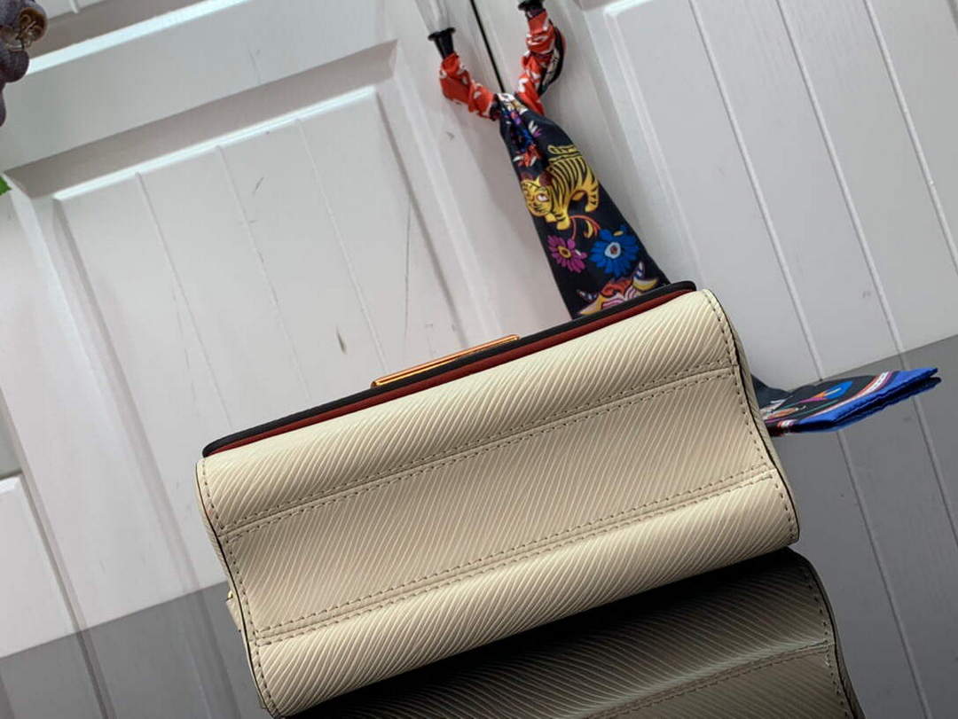 LV M59687 Louis Vuitton Twist PM Epi leather Handbag Quartz White