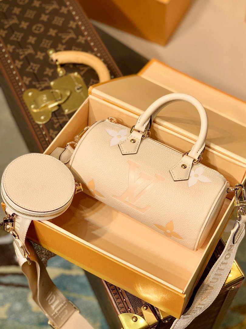 LV M45708 Louis Vuitton Papillon BB Bag Cream Saffron