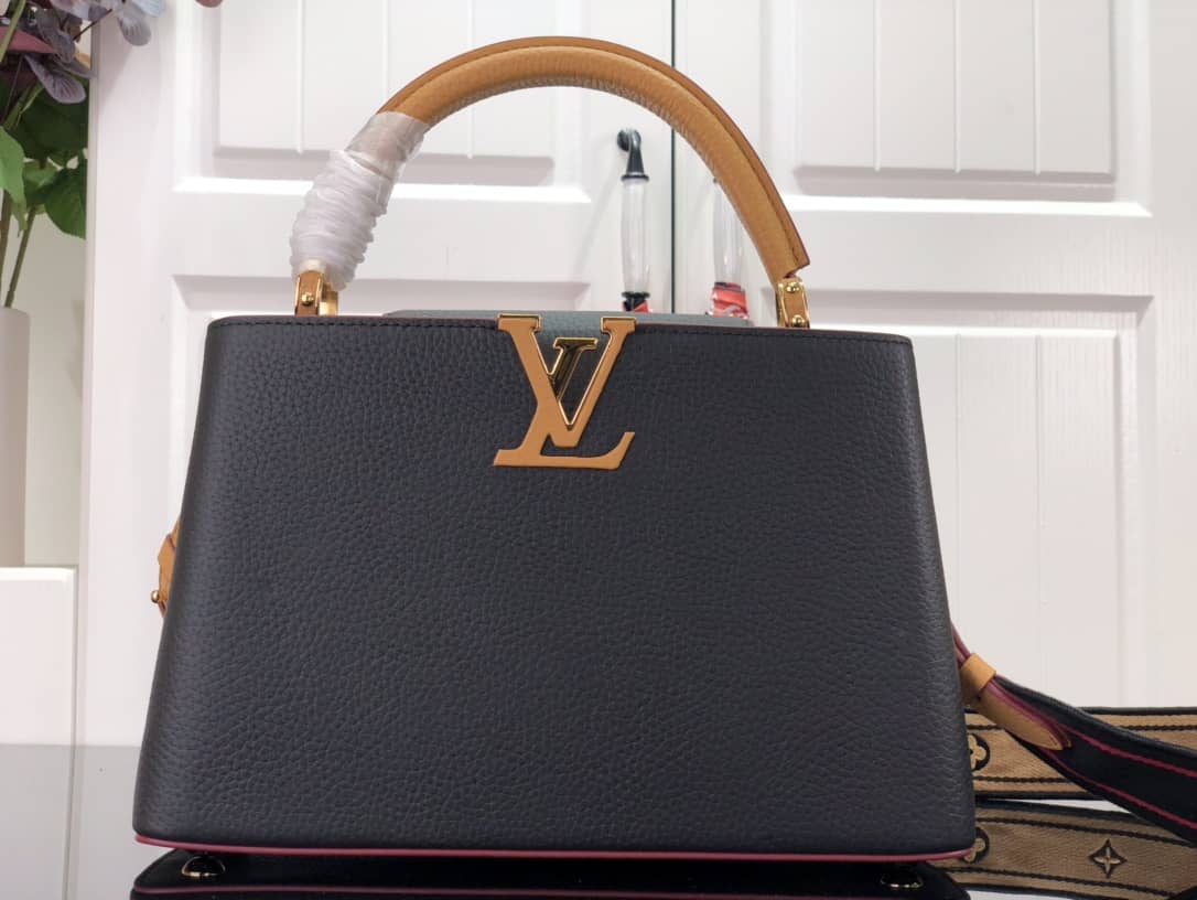 Louis Vuitton Capucines Embroidery Replica Bag Black M48865